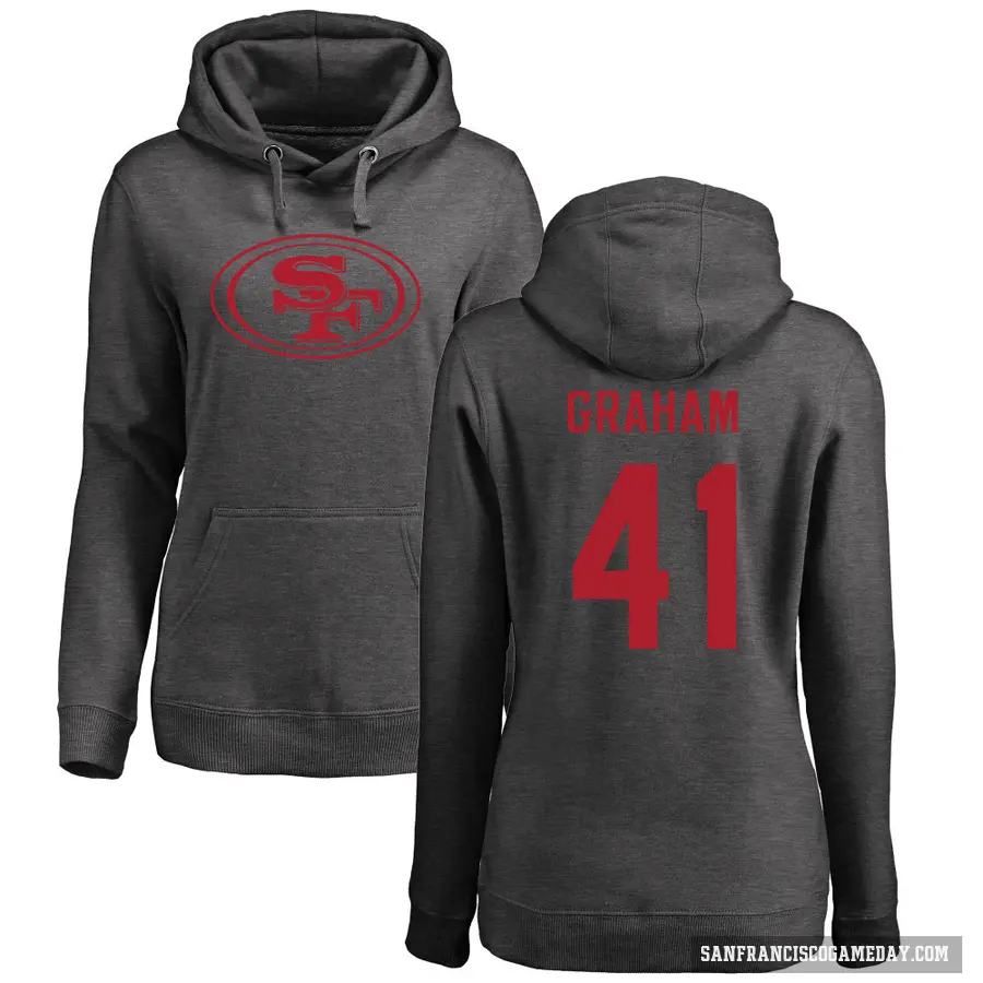 Women's ＃41 Jalen Graham San Francisco 49ers Pro Line by Branded Ash One Color Pullover Hoodie