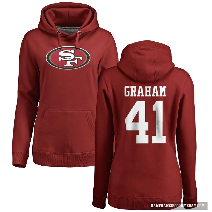 Women's ＃41 Jalen Graham San Francisco 49ers Red Pro Line Logo Pullover Hoodie
