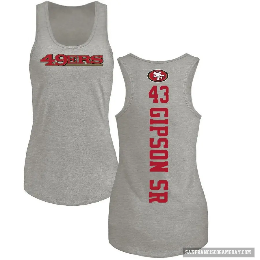 Women's ＃43 Tashaun Gipson Sr. San Francisco 49ers Ash Backer Tank Top