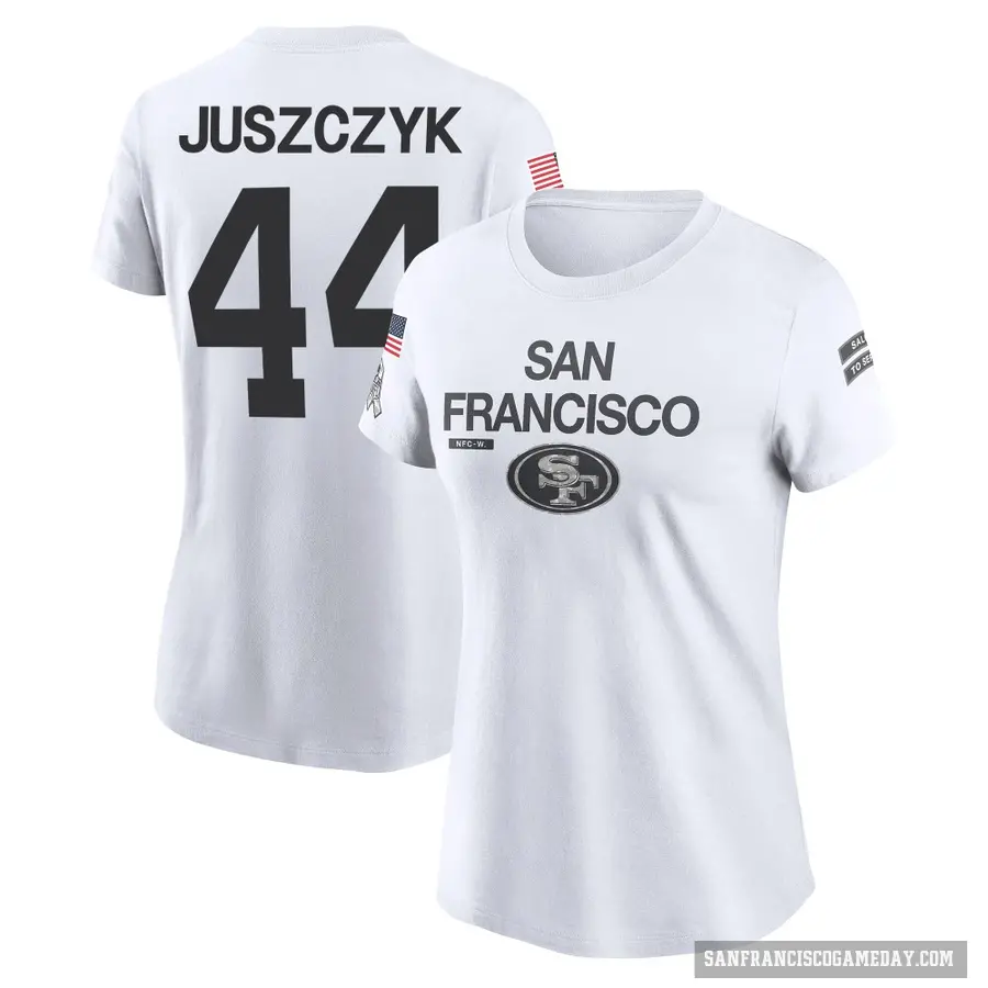 Women's ＃44 Kyle Juszczyk San Francisco 49ers White 2024 Salute to Service Performance T-Shirt