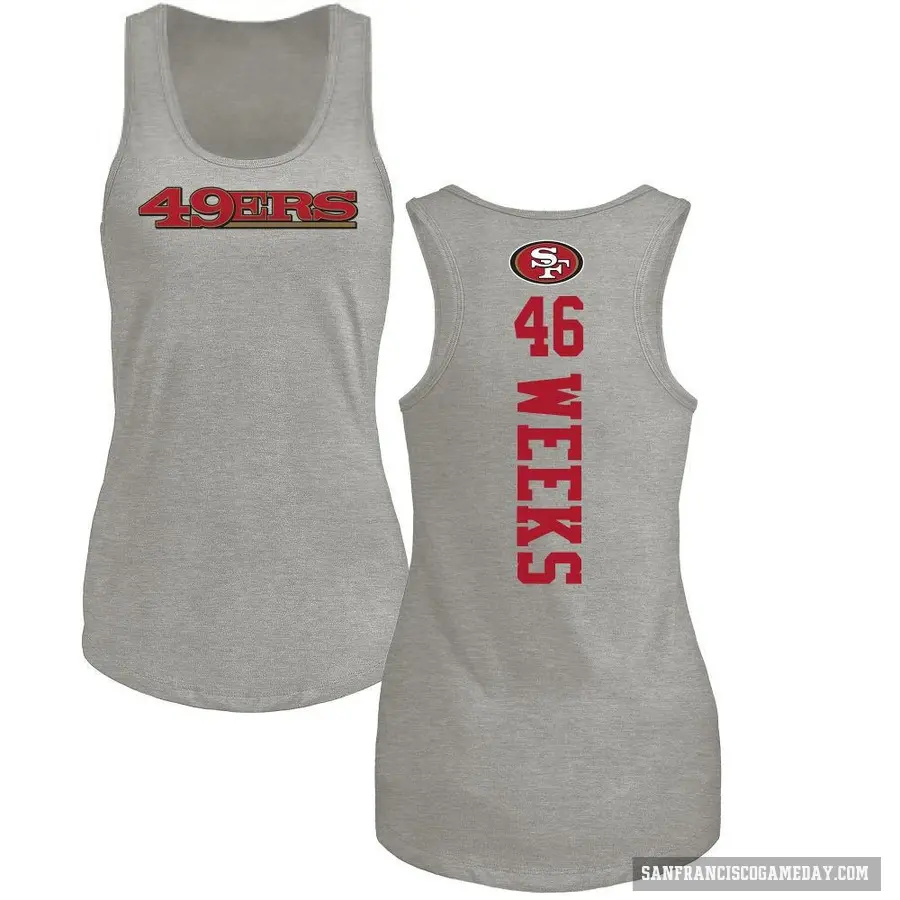 Women's ＃46 Jon Weeks San Francisco 49ers Ash Backer Tank Top