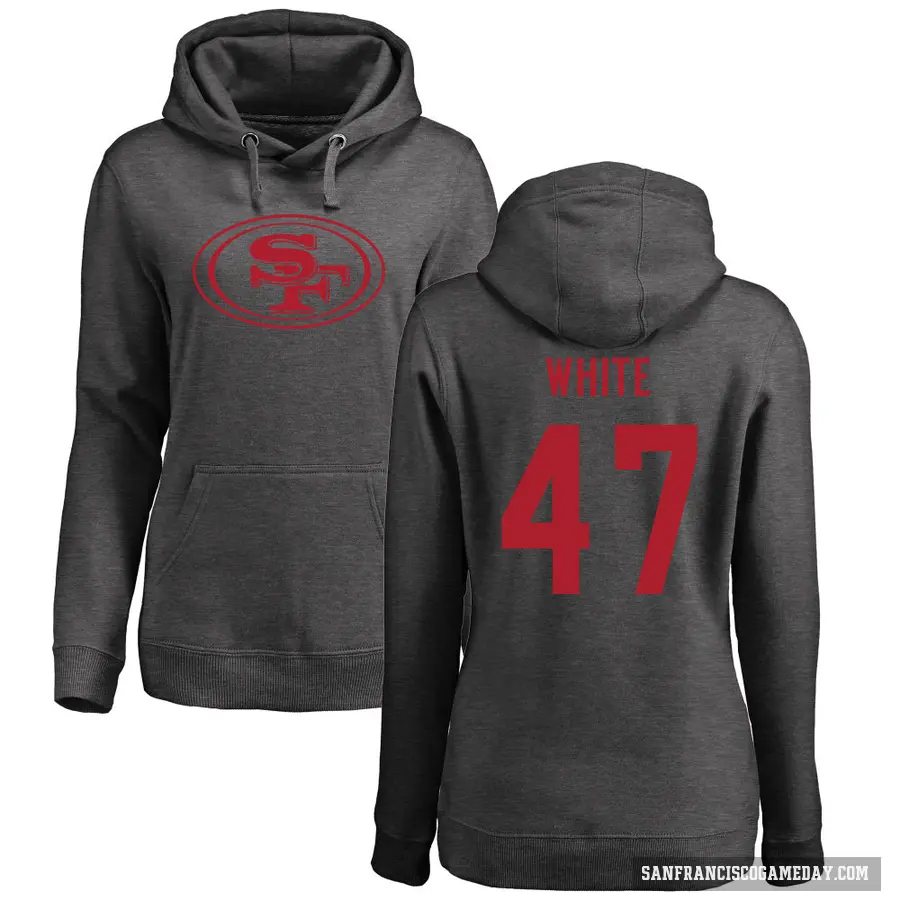 Women's ＃47 DaShaun White San Francisco 49ers Pro Line by Branded Ash One Color Pullover Hoodie