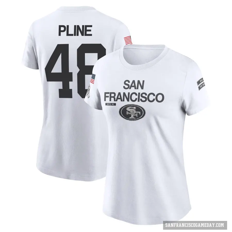 Women's ＃48 Mason Pline San Francisco 49ers White 2024 Salute to Service Performance T-Shirt