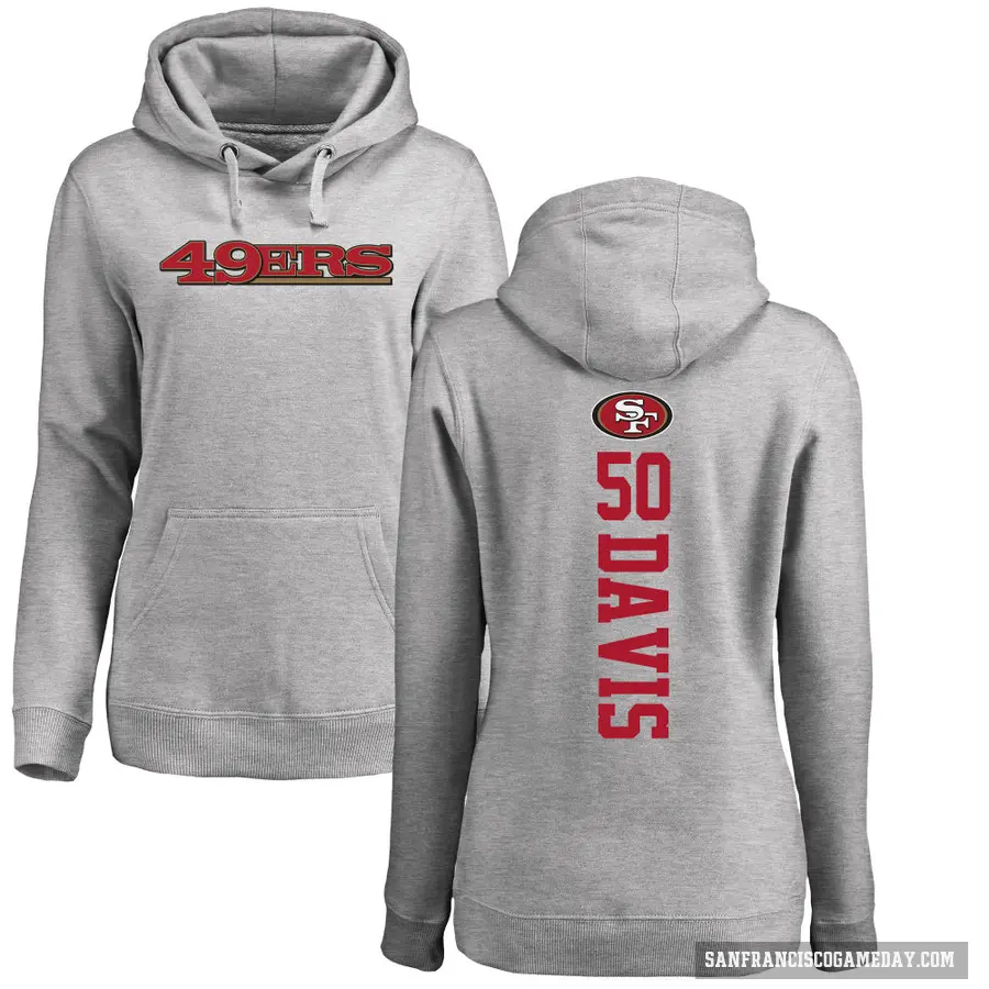 Women's ＃50 Khalil Davis San Francisco 49ers Pro Line Ash Backer Pullover Hoodie