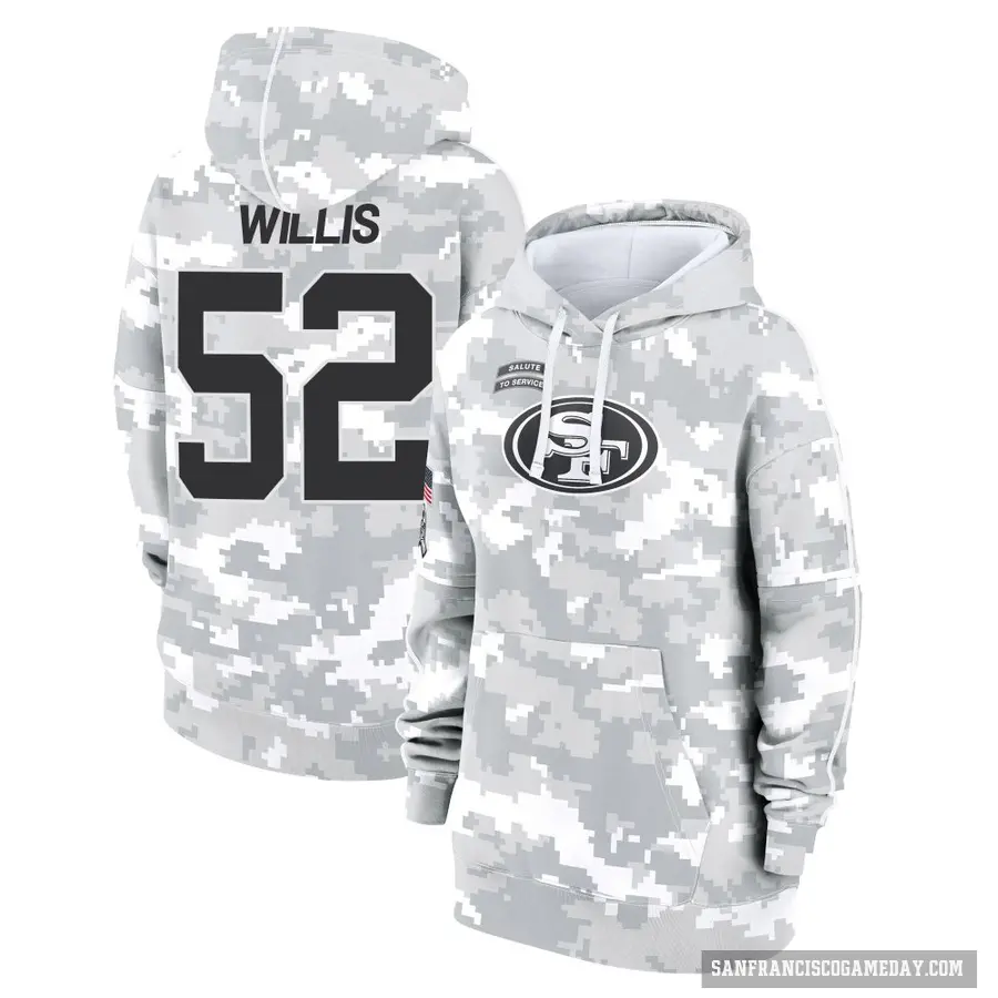 Women's ＃52 Patrick Willis San Francisco 49ers Arctic Camo 2024 Salute to Service Club Fleece Pullover Hoodie