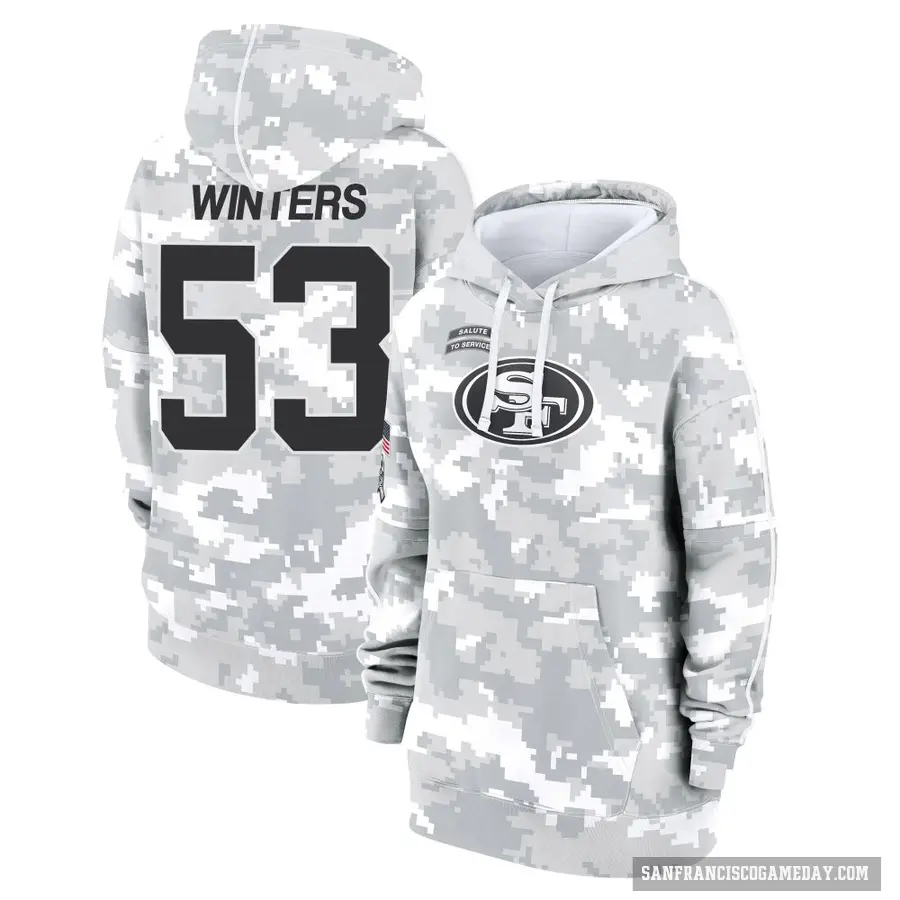 Women's ＃53 Dee Winters San Francisco 49ers Arctic Camo 2024 Salute to Service Club Fleece Pullover Hoodie