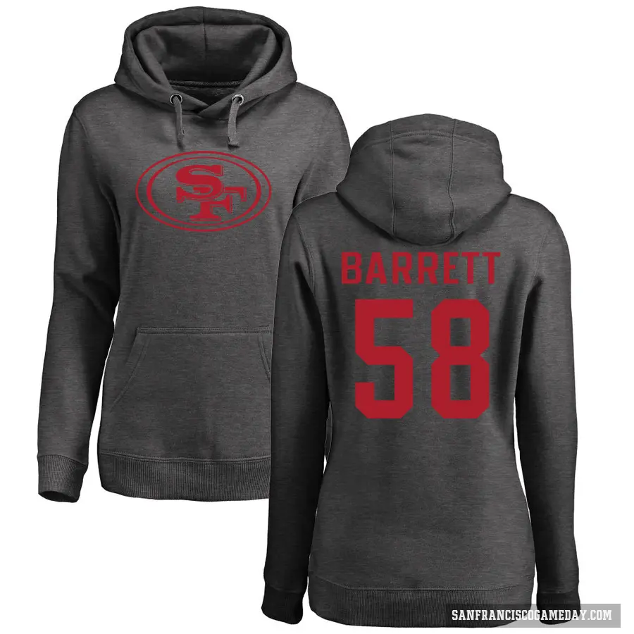 Women's ＃58 Alex Barrett San Francisco 49ers Pro Line by Branded Ash One Color Pullover Hoodie
