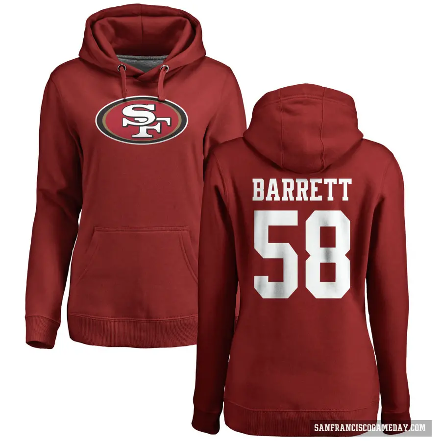 Women's ＃58 Alex Barrett San Francisco 49ers Red Pro Line Logo Pullover Hoodie