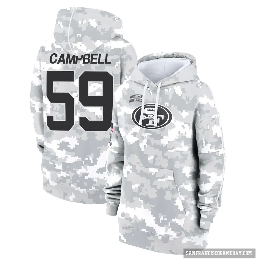 Women's ＃59 De'Vondre Campbell San Francisco 49ers Arctic Camo 2024 Salute to Service Club Fleece Pullover Hoodie