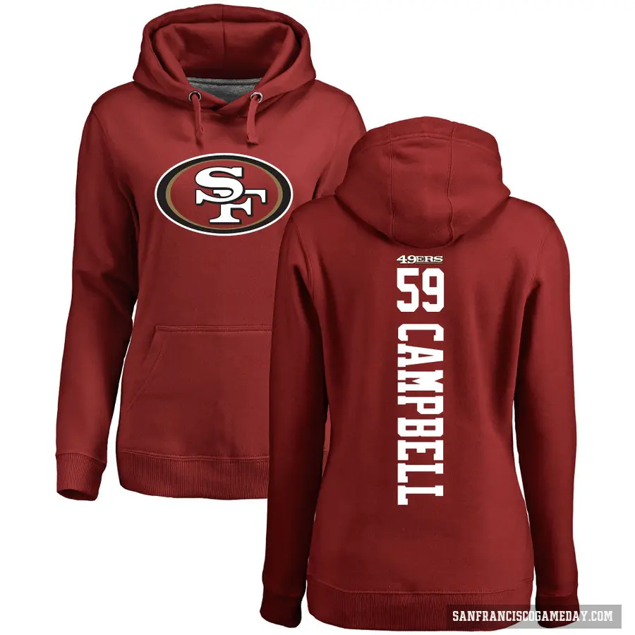 Women's ＃59 De'Vondre Campbell San Francisco 49ers Red Pro Line Backer Pullover Hoodie