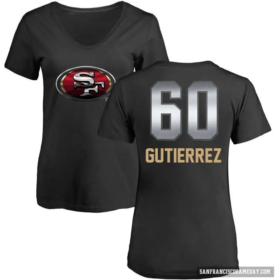 Women's ＃60 Sebastian Gutierrez San Francisco 49ers Black Midnight Mascot T-Shirt
