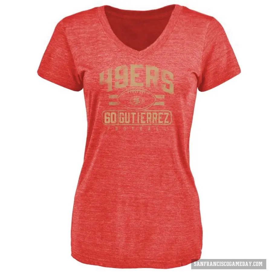Women's ＃60 Sebastian Gutierrez San Francisco 49ers Red Flanker T-Shirt