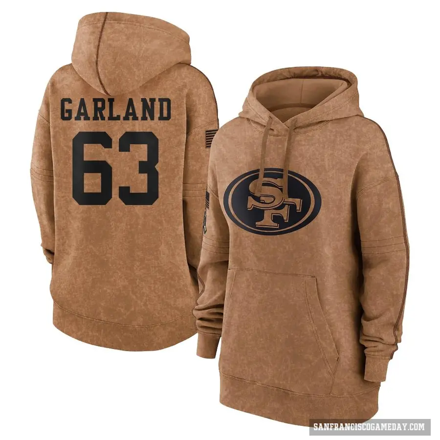 Women's ＃63 Ben Garland San Francisco 49ers Brown 2023 Salute To Service Pullover Hoodie
