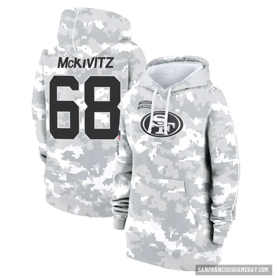 Women's ＃68 Colton McKivitz San Francisco 49ers Arctic Camo 2024 Salute to Service Club Fleece Pullover Hoodie