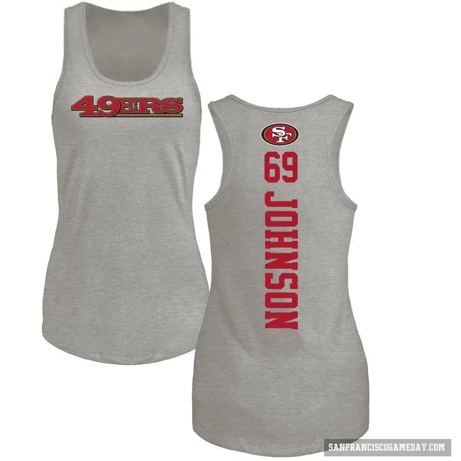Women's ＃69 Zack Johnson San Francisco 49ers Ash Backer Tank Top