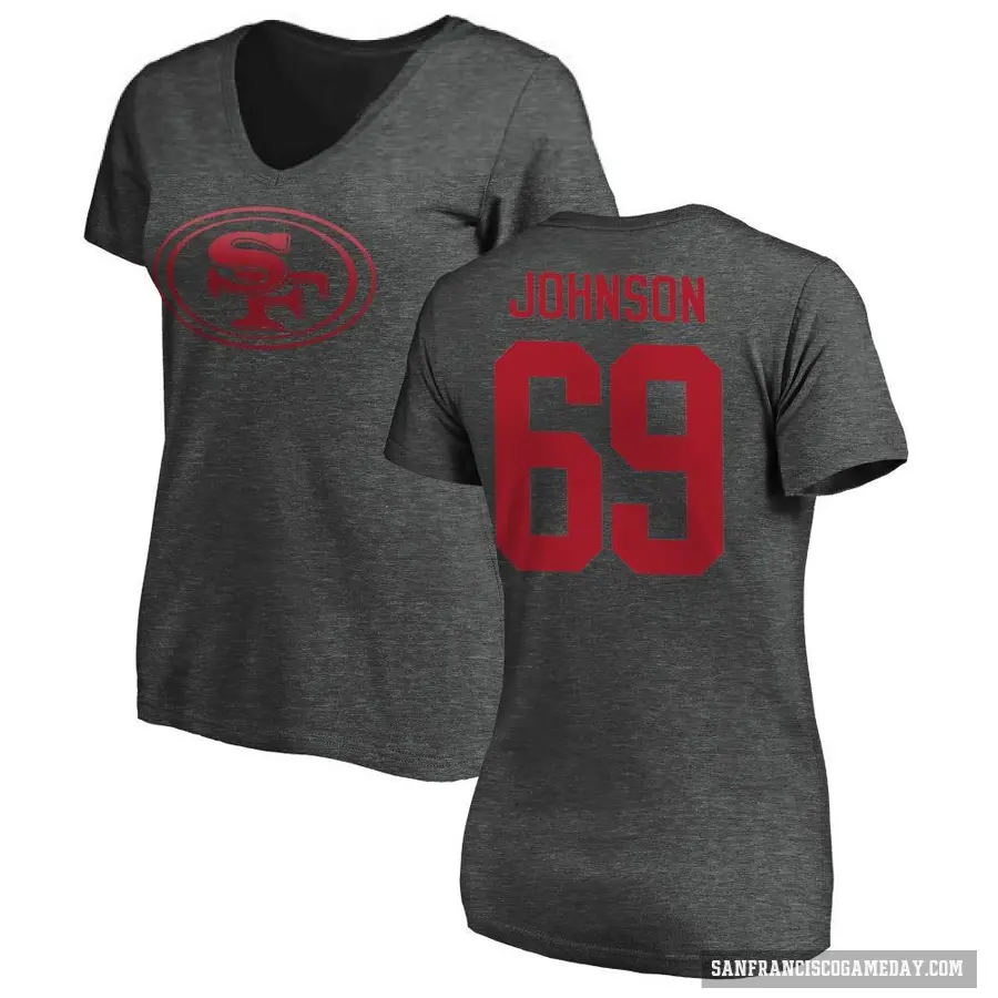 Women's ＃69 Zack Johnson San Francisco 49ers Ash One Color T-Shirt