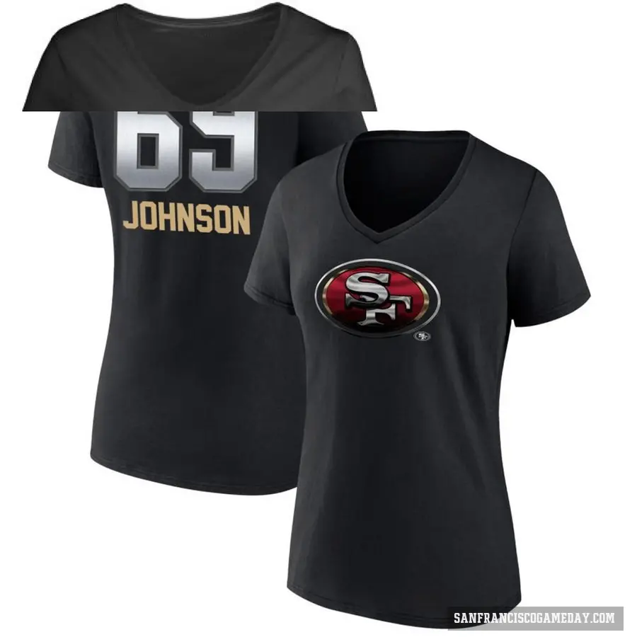 Women's ＃69 Zack Johnson San Francisco 49ers Black Midnight Mascot T-Shirt