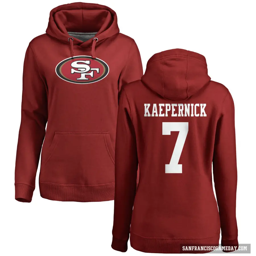 Women's ＃7 Colin Kaepernick San Francisco 49ers Red Pro Line Logo Pullover Hoodie