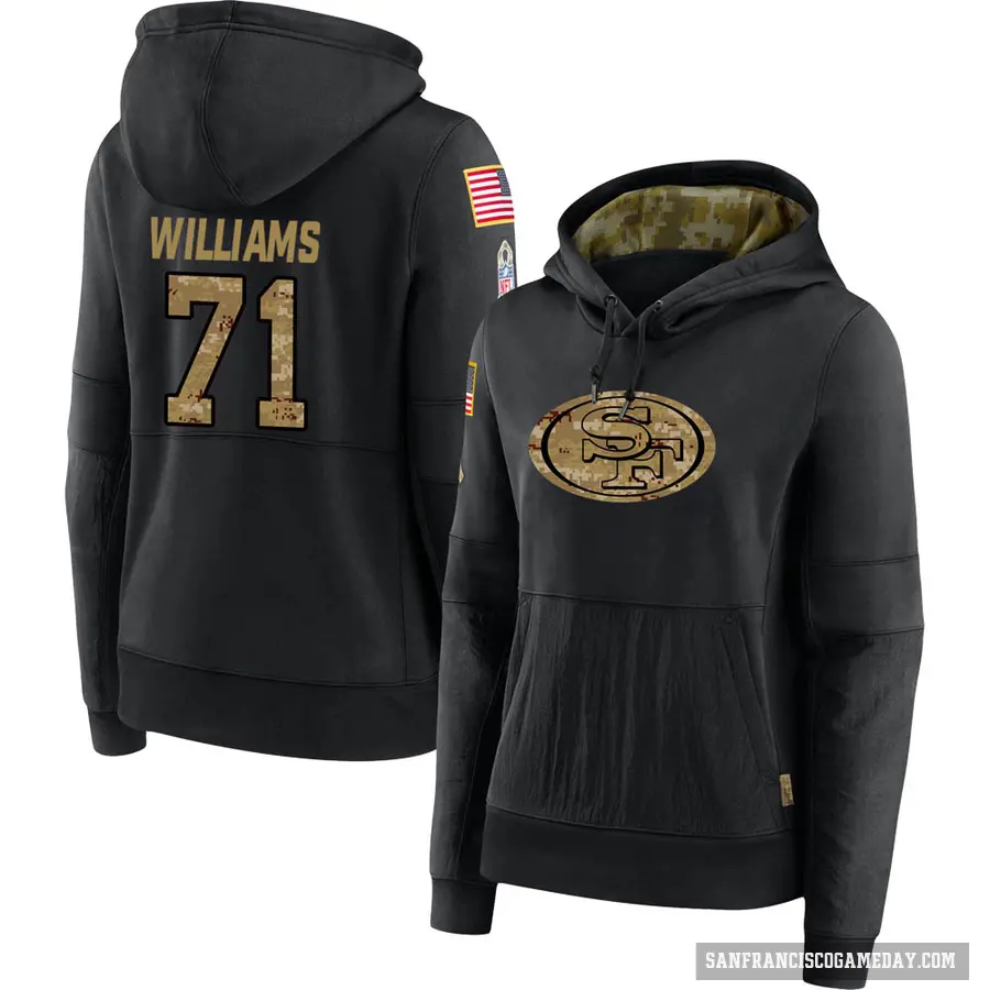 Women's ＃71 Trent Williams San Francisco 49ers Black 2020 Salute to Service Sideline Performance Pullover Hoodie
