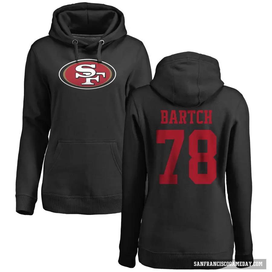 Women's ＃78 Ben Bartch San Francisco 49ers Black Pro Line Name & Number Logo Pullover Hoodie