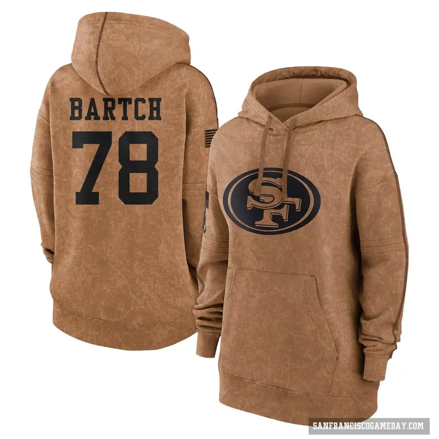 Women's ＃78 Ben Bartch San Francisco 49ers Brown 2023 Salute To Service Pullover Hoodie