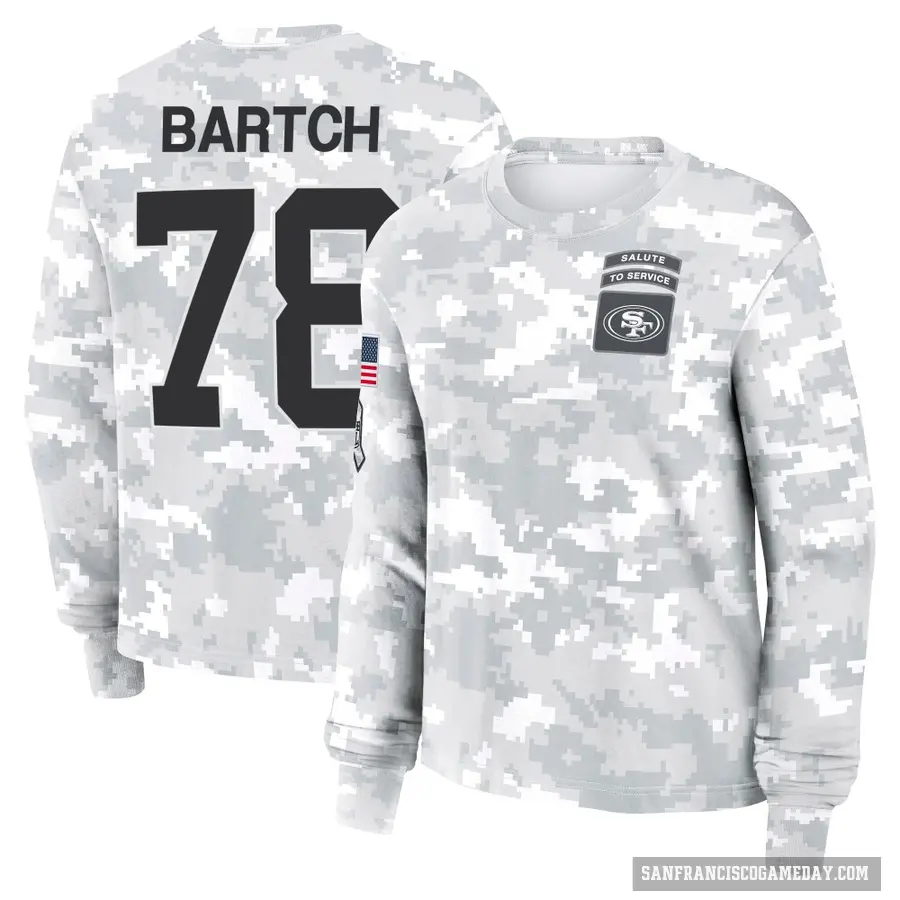 Women's ＃78 Ben Bartch San Francisco 49ers Camo Arctic 2024 Salute to Service Long Sleeve T-Shirt