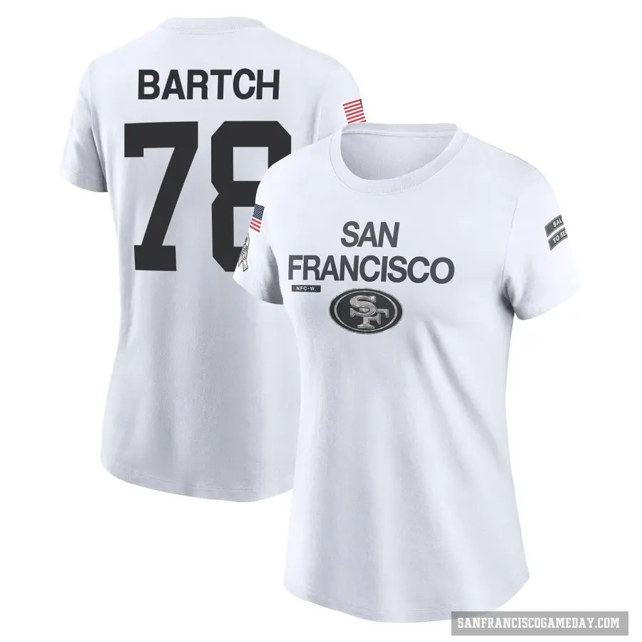 Women's ＃78 Ben Bartch San Francisco 49ers White 2024 Salute to Service Performance T-Shirt
