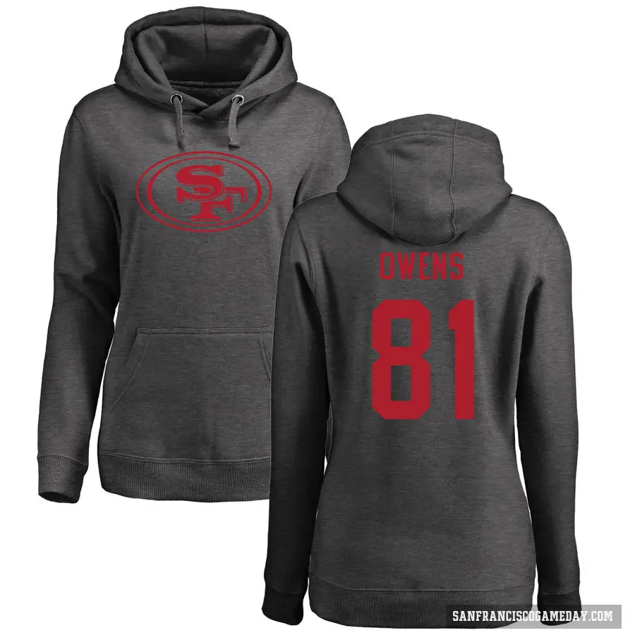 Women's ＃81 Terrell Owens San Francisco 49ers Pro Line by Branded Ash One Color Pullover Hoodie