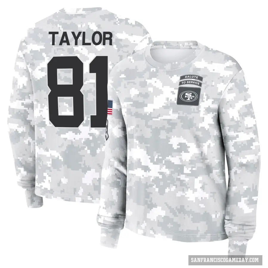 Women's ＃81 Trent Taylor San Francisco 49ers Camo Arctic 2024 Salute to Service Long Sleeve T-Shirt