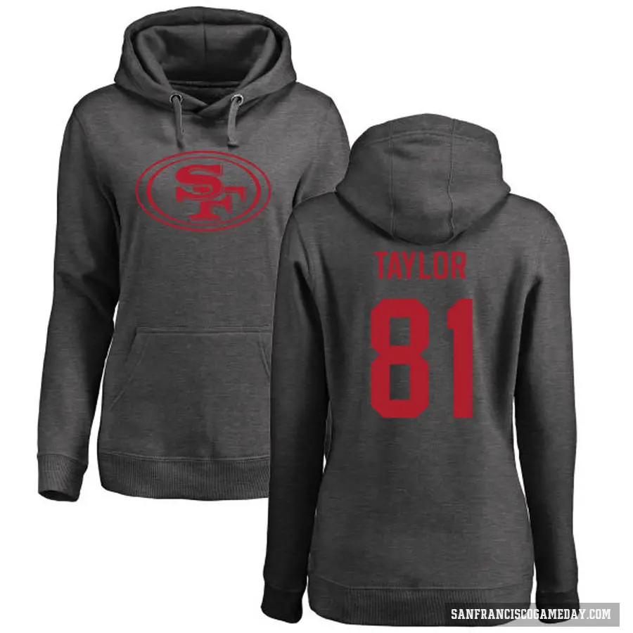 Women's ＃81 Trent Taylor San Francisco 49ers Pro Line by Branded Ash One Color Pullover Hoodie