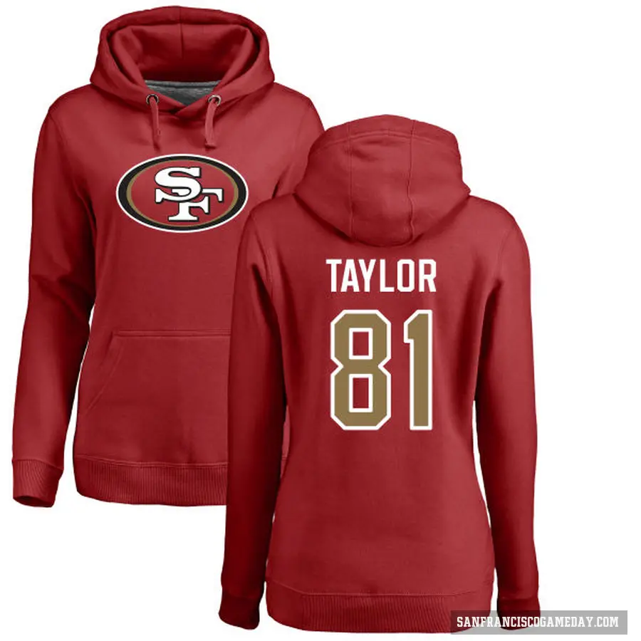 Women's ＃81 Trent Taylor San Francisco 49ers Red Pro Line Logo Pullover Hoodie