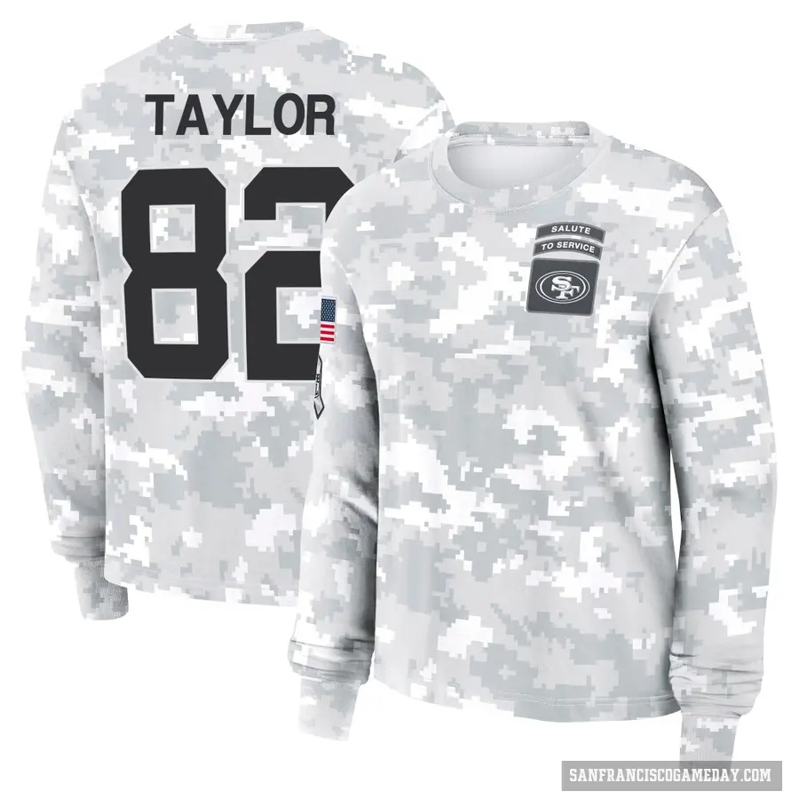 Women's ＃82 John Taylor San Francisco 49ers Camo Arctic 2024 Salute to Service Long Sleeve T-Shirt