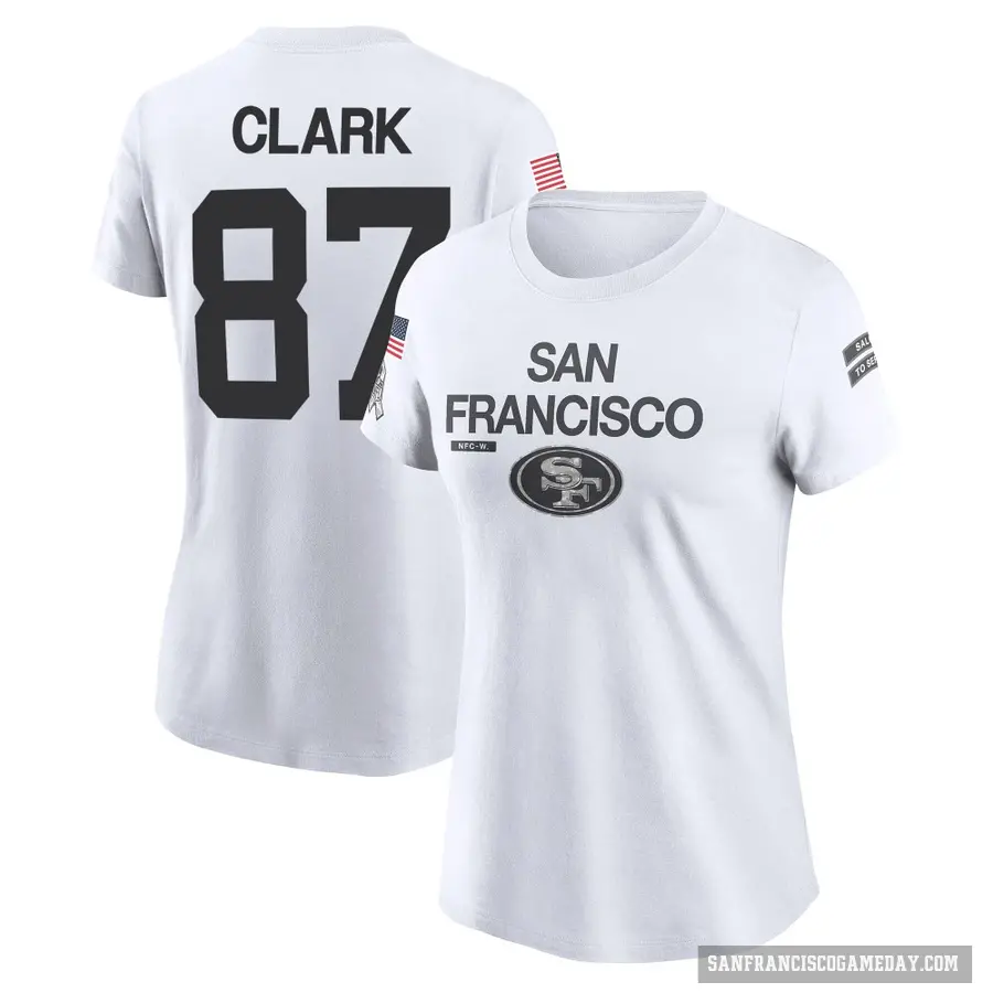 Women's ＃87 Dwight Clark San Francisco 49ers White 2024 Salute to Service Performance T-Shirt