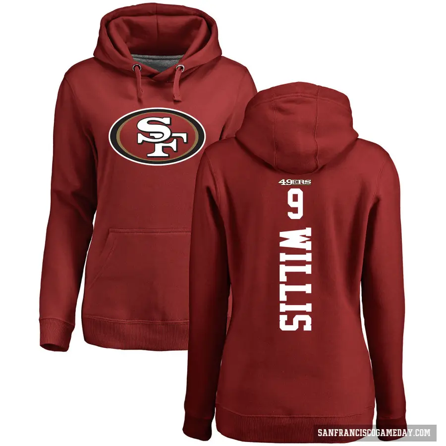 Women's ＃9 Brayden Willis San Francisco 49ers Red Pro Line Backer Pullover Hoodie