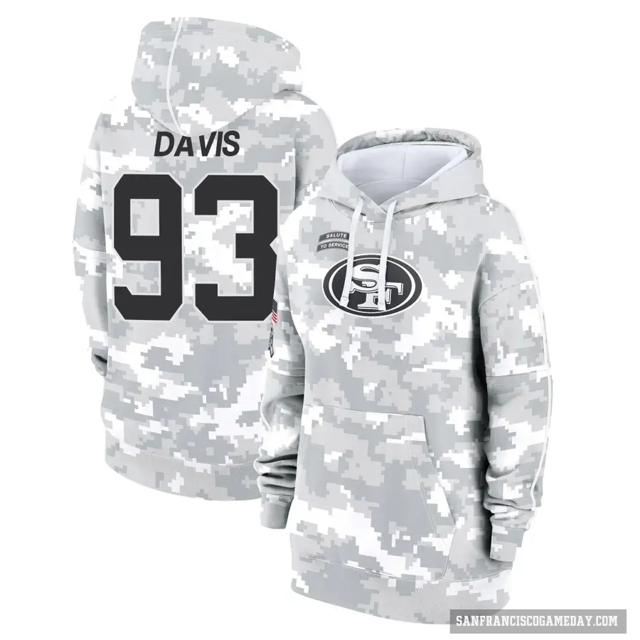 Women's ＃93 Kalia Davis San Francisco 49ers Arctic Camo 2024 Salute to Service Club Fleece Pullover Hoodie