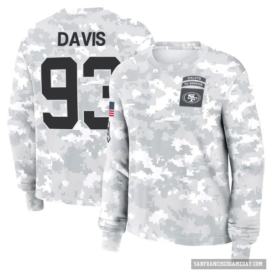Women's ＃93 Kalia Davis San Francisco 49ers Camo Arctic 2024 Salute to Service Long Sleeve T-Shirt