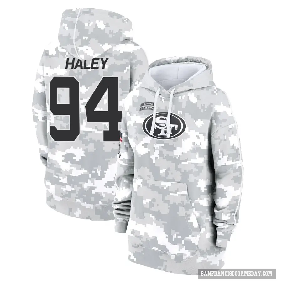 Women's ＃94 Charles Haley San Francisco 49ers Arctic Camo 2024 Salute to Service Club Fleece Pullover Hoodie