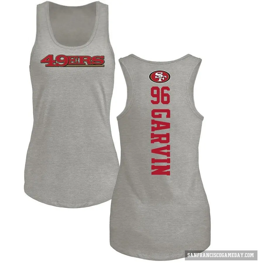 Women's ＃96 Jonathan Garvin San Francisco 49ers Ash Backer Tank Top