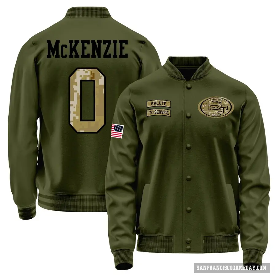 Youth ＃0 Jalen McKenzie San Francisco 49ers Olive Salute to Service Sideline Performance Jacket