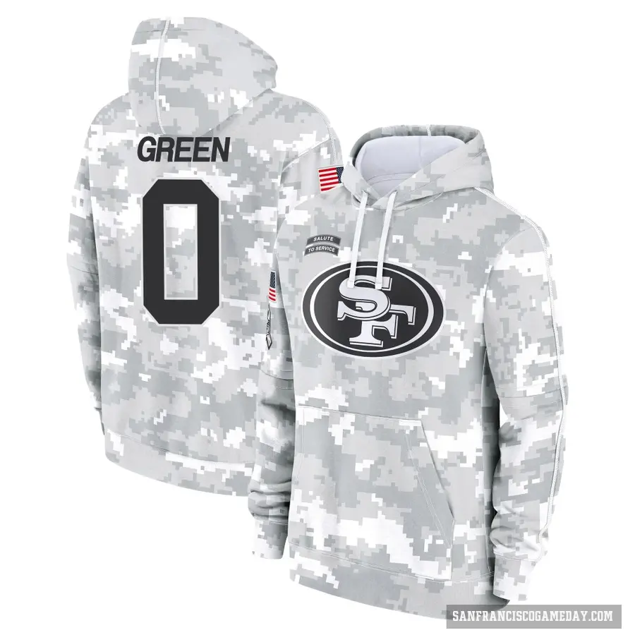 Youth ＃0 Renardo Green San Francisco 49ers Arctic Camo 2024 Salute to Service Club Fleece Pullover Hoodie