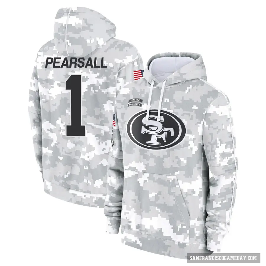 Youth ＃1 Ricky Pearsall San Francisco 49ers Arctic Camo 2024 Salute to Service Club Fleece Pullover Hoodie