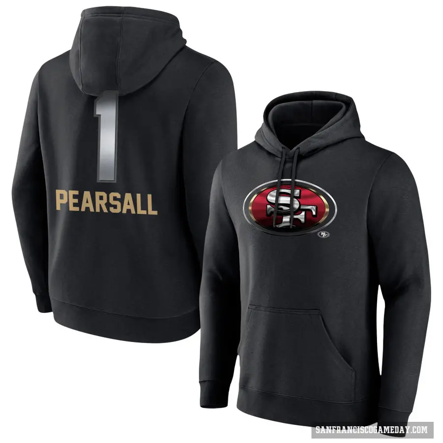 Youth ＃1 Ricky Pearsall San Francisco 49ers Black Midnight Mascot Pullover Hoodie