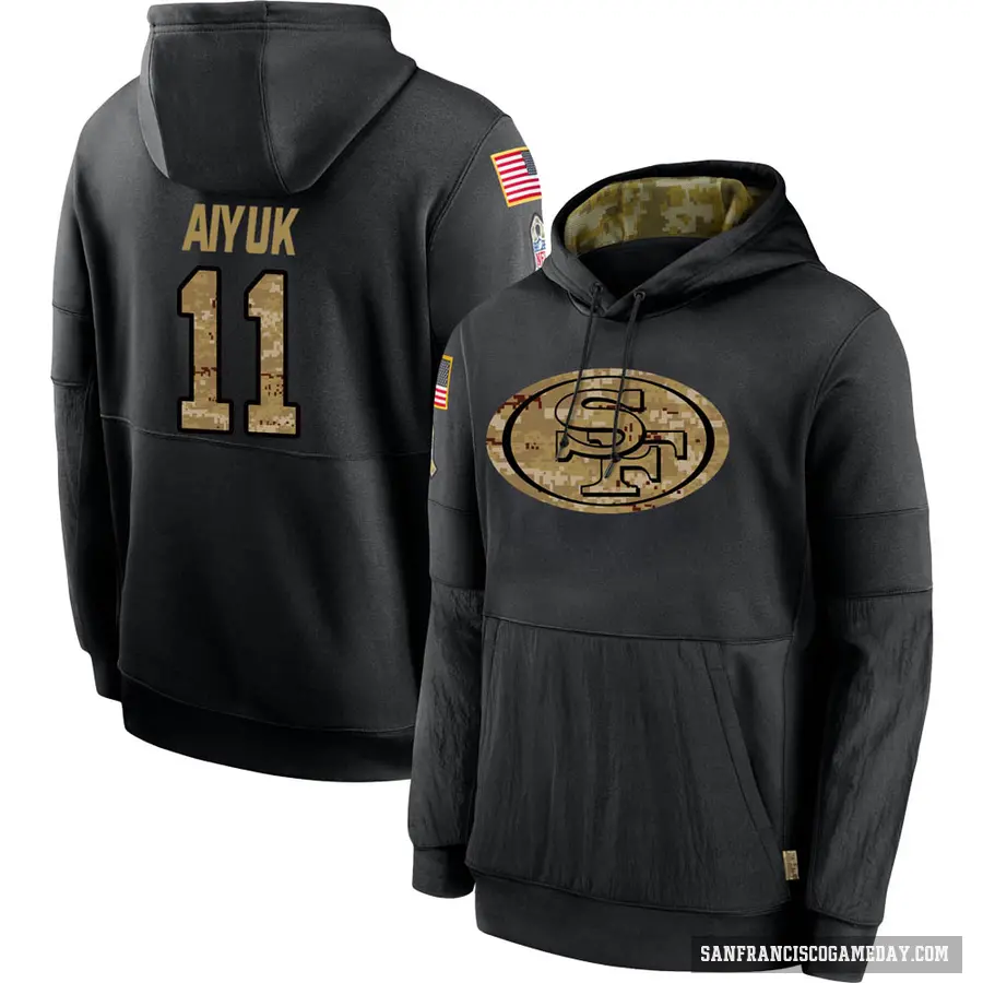 Youth ＃11 Brandon Aiyuk San Francisco 49ers Black 2020 Salute to Service Sideline Performance Pullover Hoodie