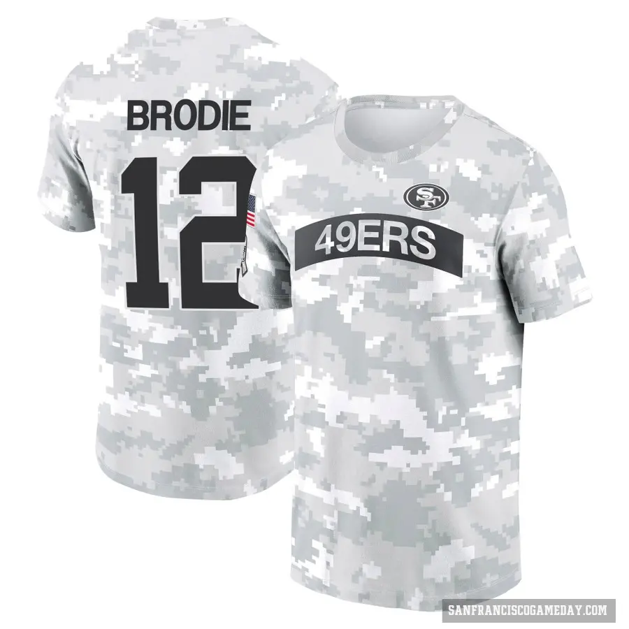 Youth ＃12 Wilson John Brodie San Francisco 49ers Camo Arctic 2024 Salute to Service Performance T-Shirt