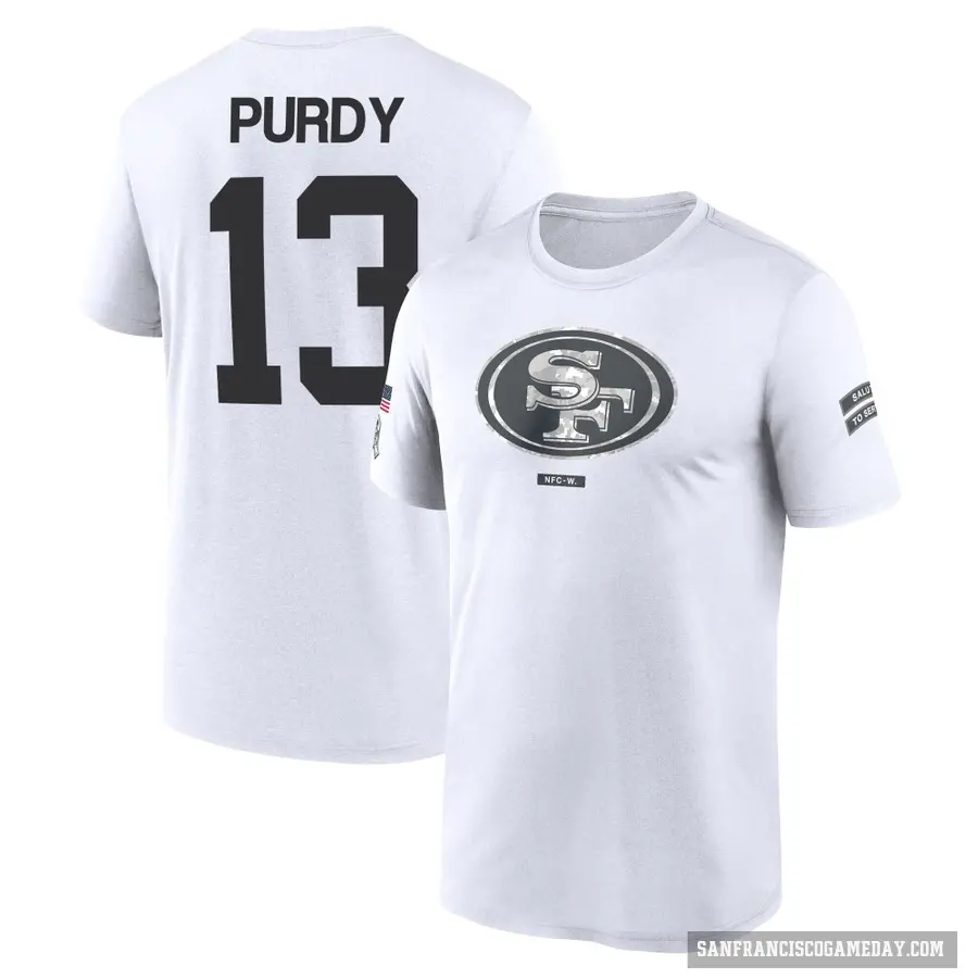 Youth ＃13 Brock Purdy San Francisco 49ers White 2024 Salute to Service Performance T-Shirt