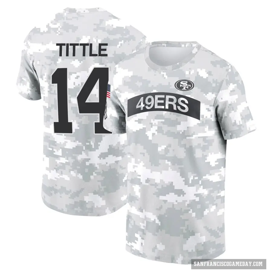 Youth ＃14 Y.A. Tittle San Francisco 49ers Camo Arctic 2024 Salute to Service Performance T-Shirt