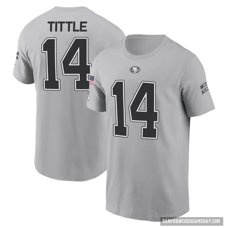 Youth ＃14 Y.A. Tittle San Francisco 49ers Gray 2024 Salute to Service T-Shirt