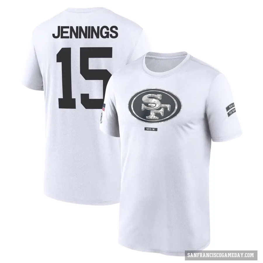Youth ＃15 Jauan Jennings San Francisco 49ers White 2024 Salute to Service Performance T-Shirt