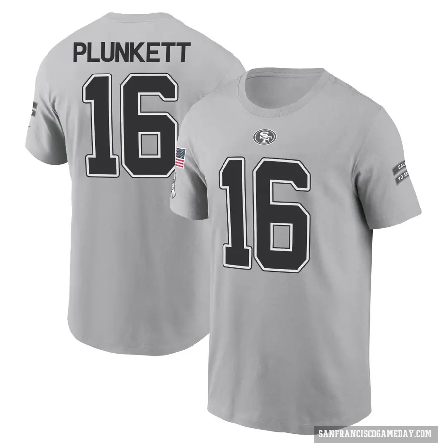 Youth ＃16 Jim Plunkett San Francisco 49ers Gray 2024 Salute to Service T-Shirt
