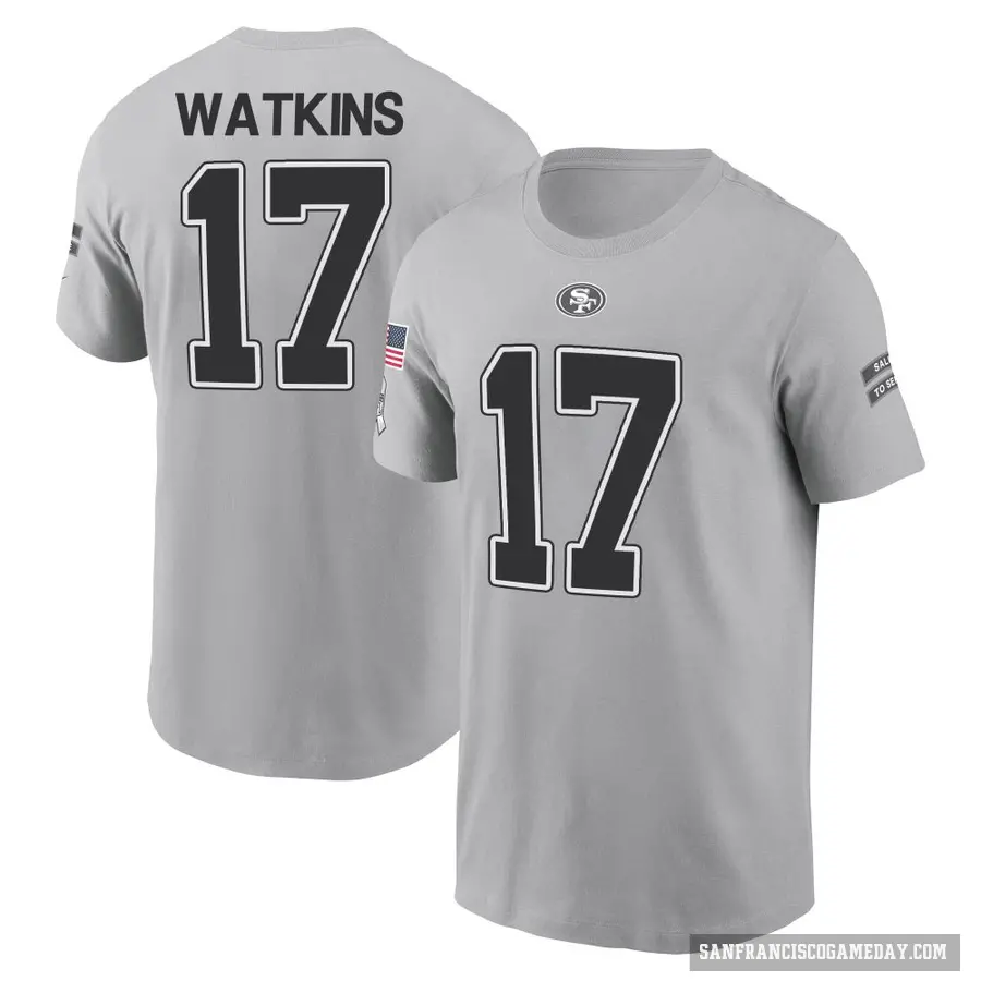 Youth ＃17 Jordan Watkins San Francisco 49ers Gray 2024 Salute to Service T-Shirt